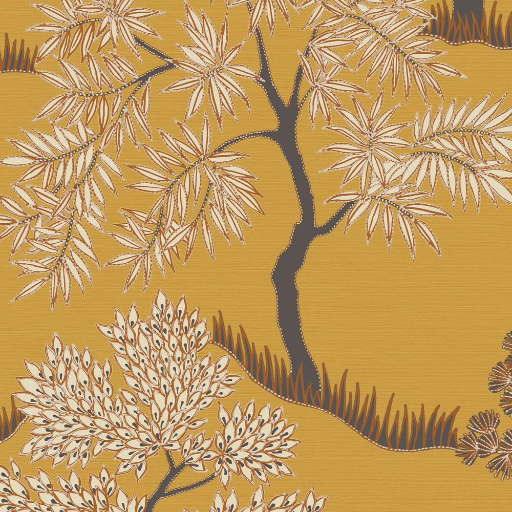 Trees Ochre Wallpaper