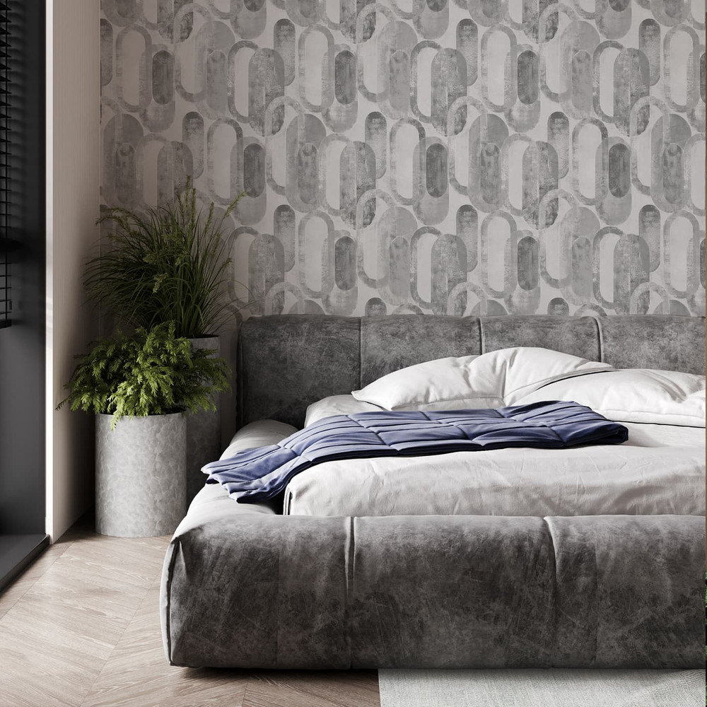 Oval Shapes Grey Wallpaper