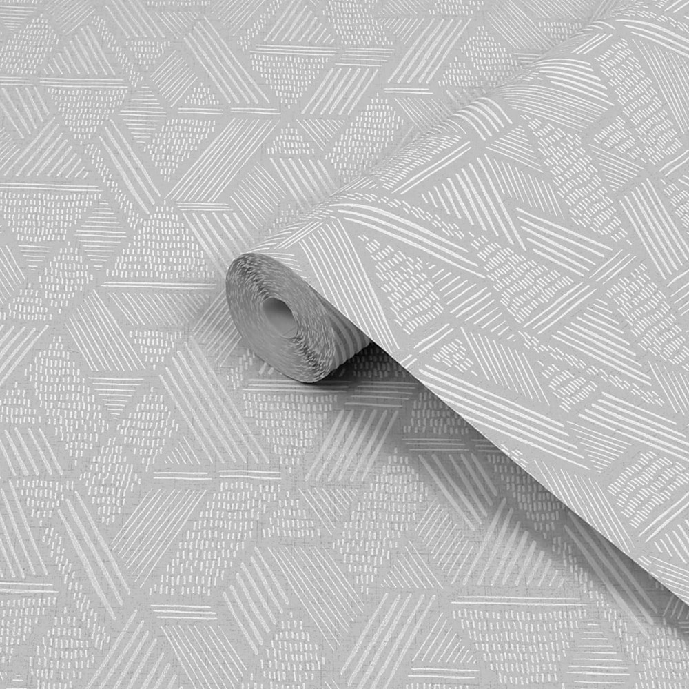 Ethnic Stitch Grey Wallpaper