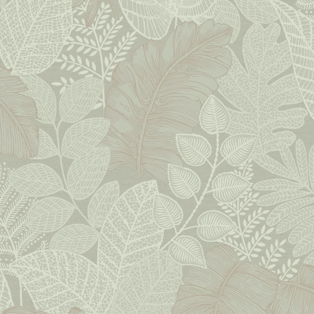 Scattered Leaves Sage Green Wallpaper