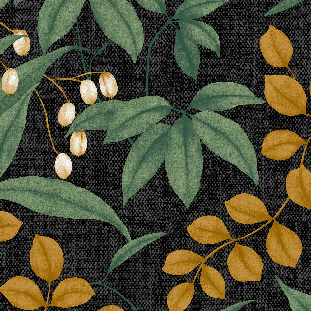 Persephone Charcoal And Ochre Wallpaper