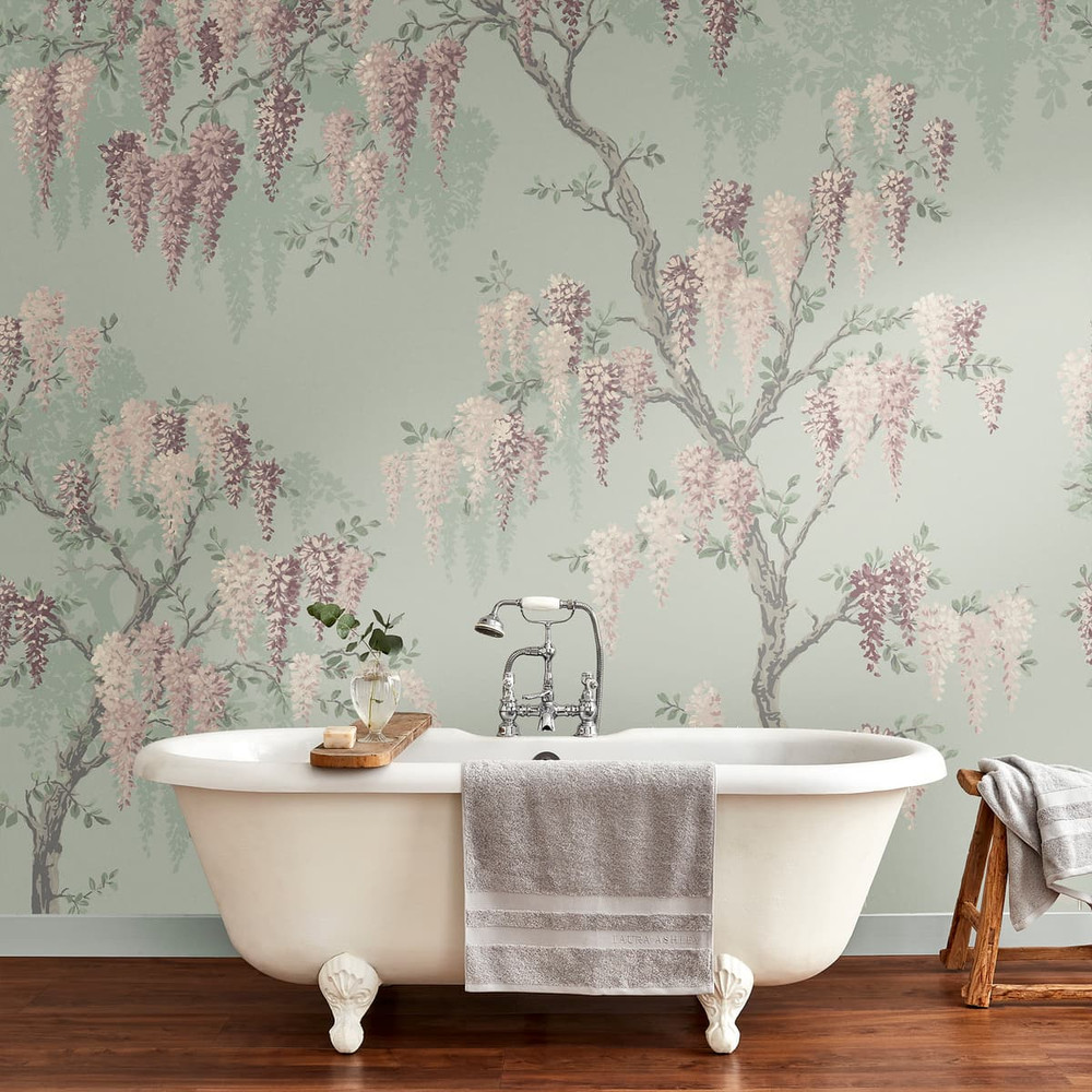 Laura Ashley Wisteria Garden Pale Duck Egg Blue Bespoke Mural