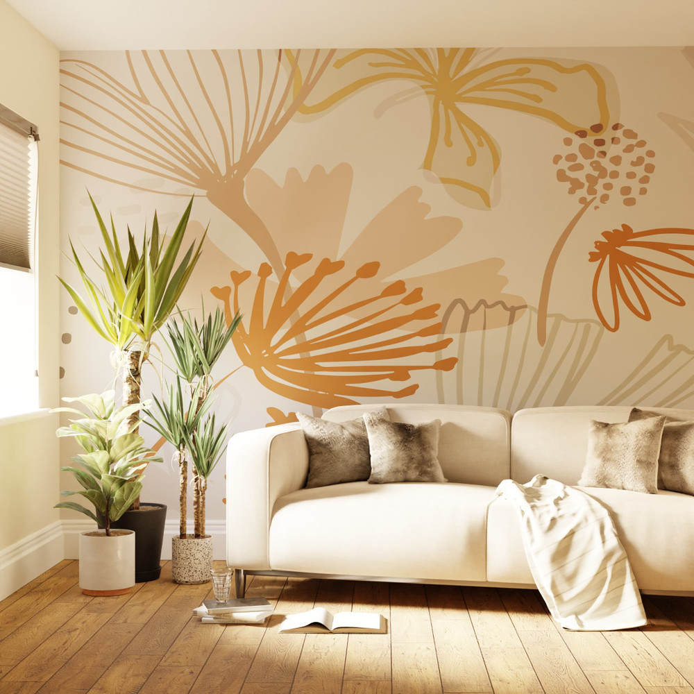 Scandi Floral Peach Bespoke Mural