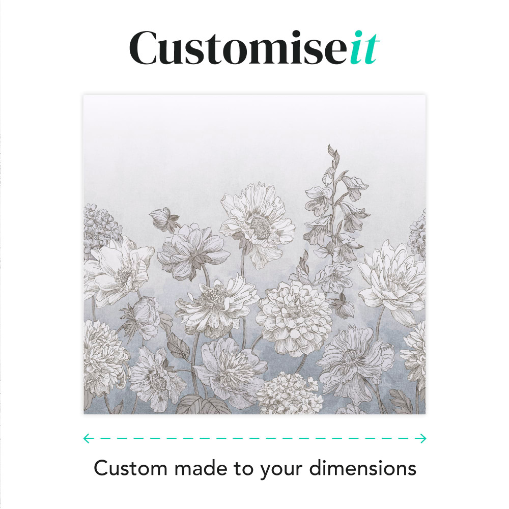 Muted Floral Light Blue Bespoke Mural