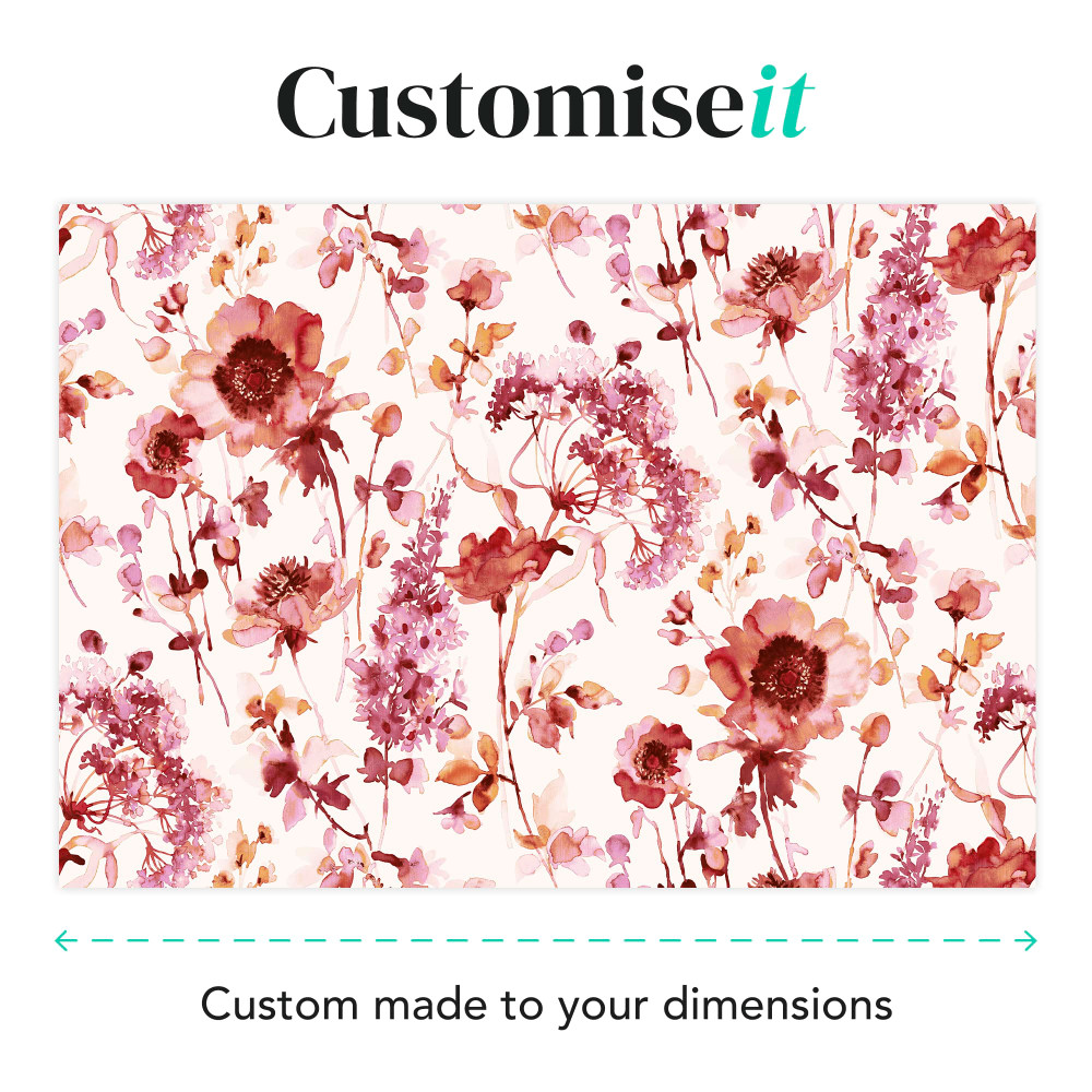 Watercolour Floral Pink and Red Bespoke Mural