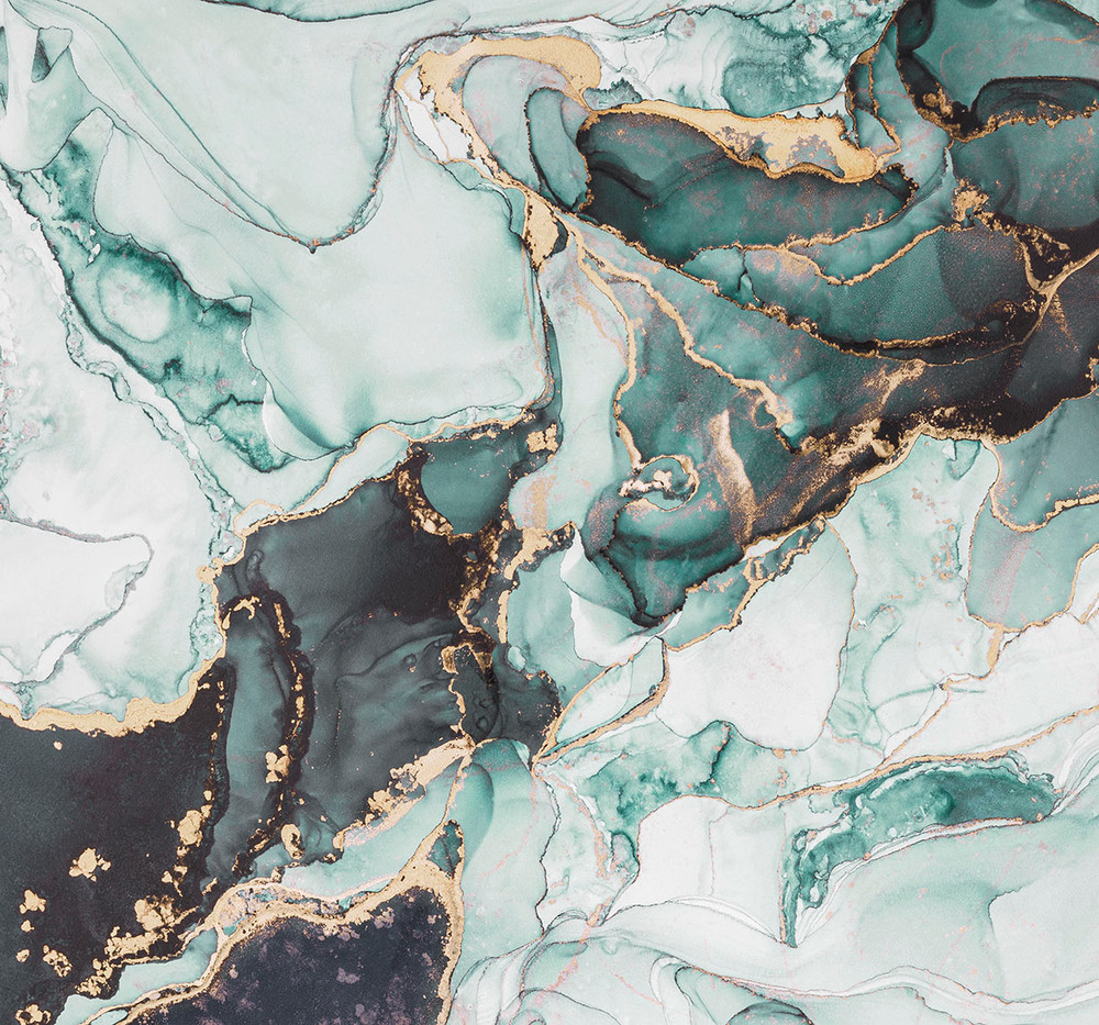 Agate Marble Teal and Gold Bespoke Mural