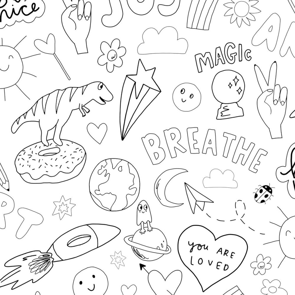 Sticker Doodle Mono Wallpaper