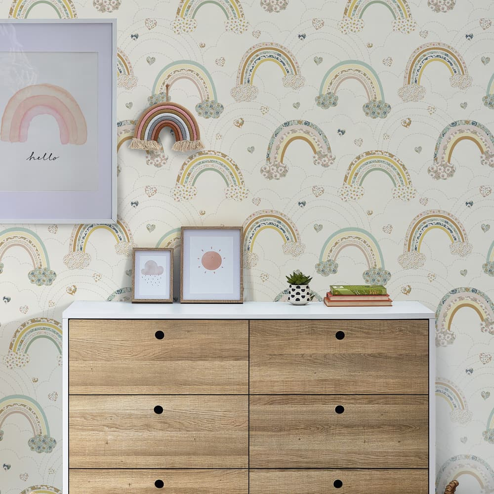 Next Ditsy Rainbow Pastel Wallpaper