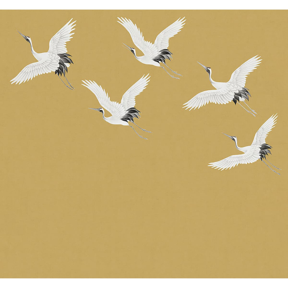 Cranes in Flight Ochre Bespoke Mural