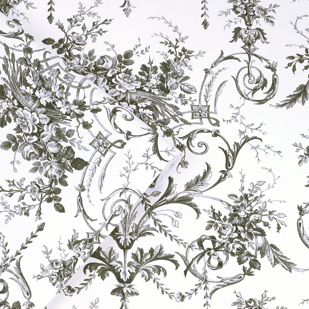 Laura Ashley Tuileries Charcoal Grey Wallpaper