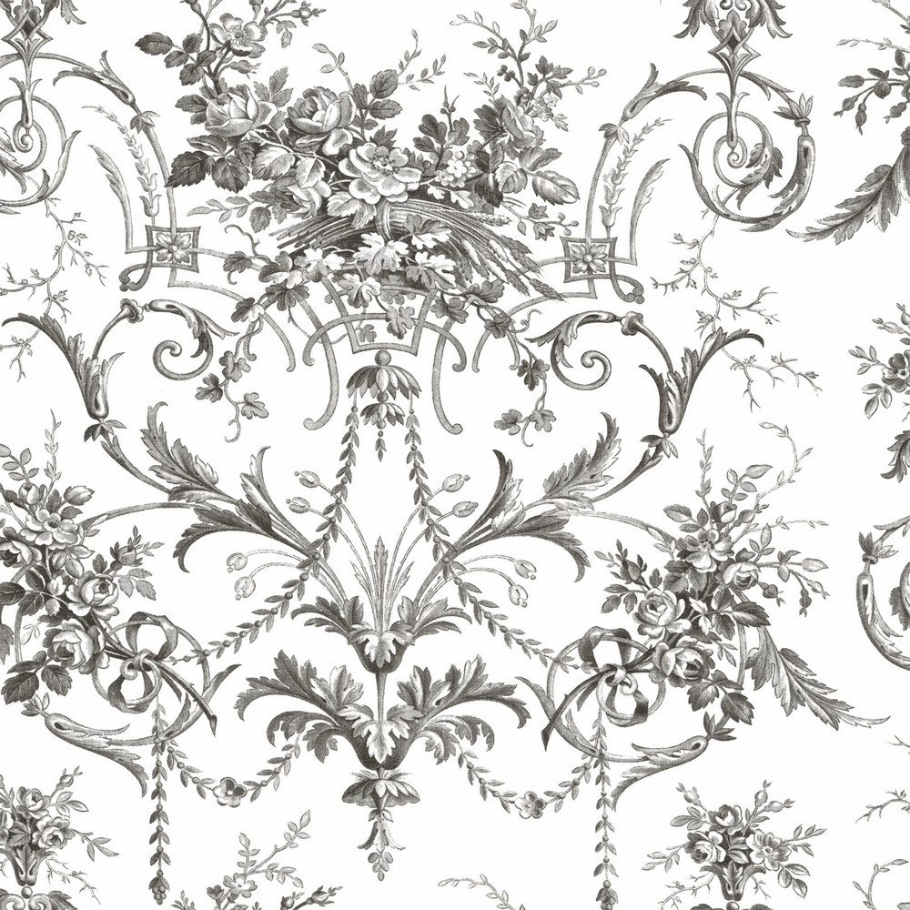 Laura Ashley Tuileries Charcoal Grey Wallpaper