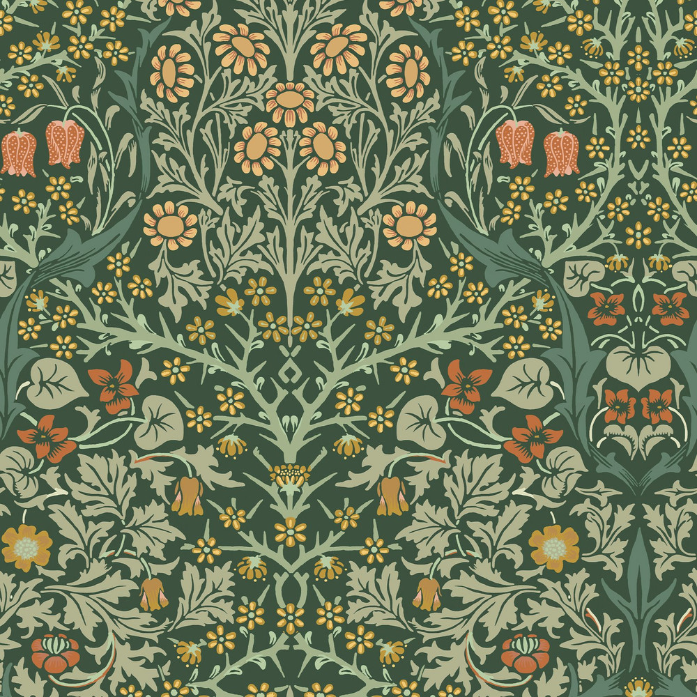 Blackthorn Deep Green Wallpaper Tile