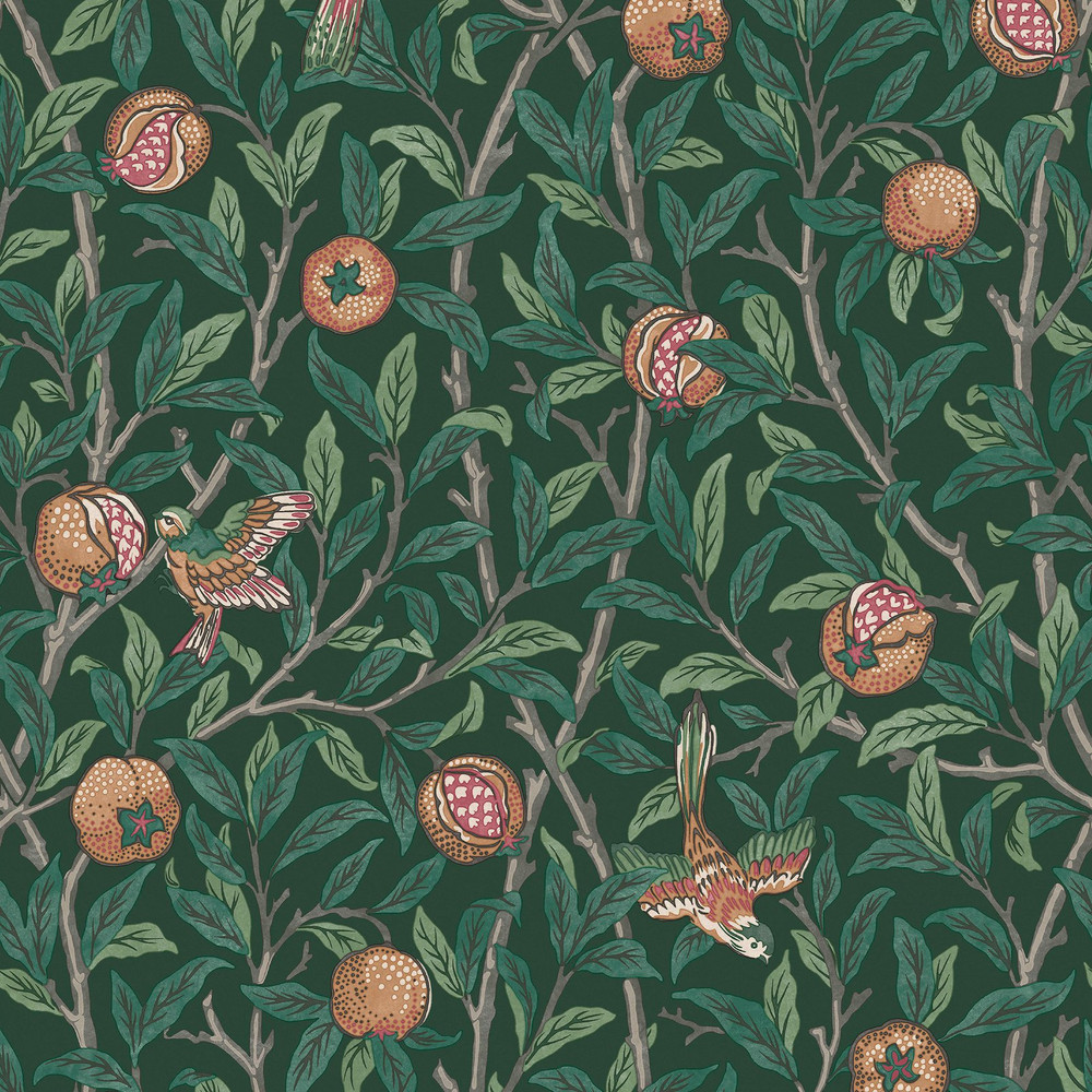 Bird & Pomegranate Deep Green Wallpaper Tile