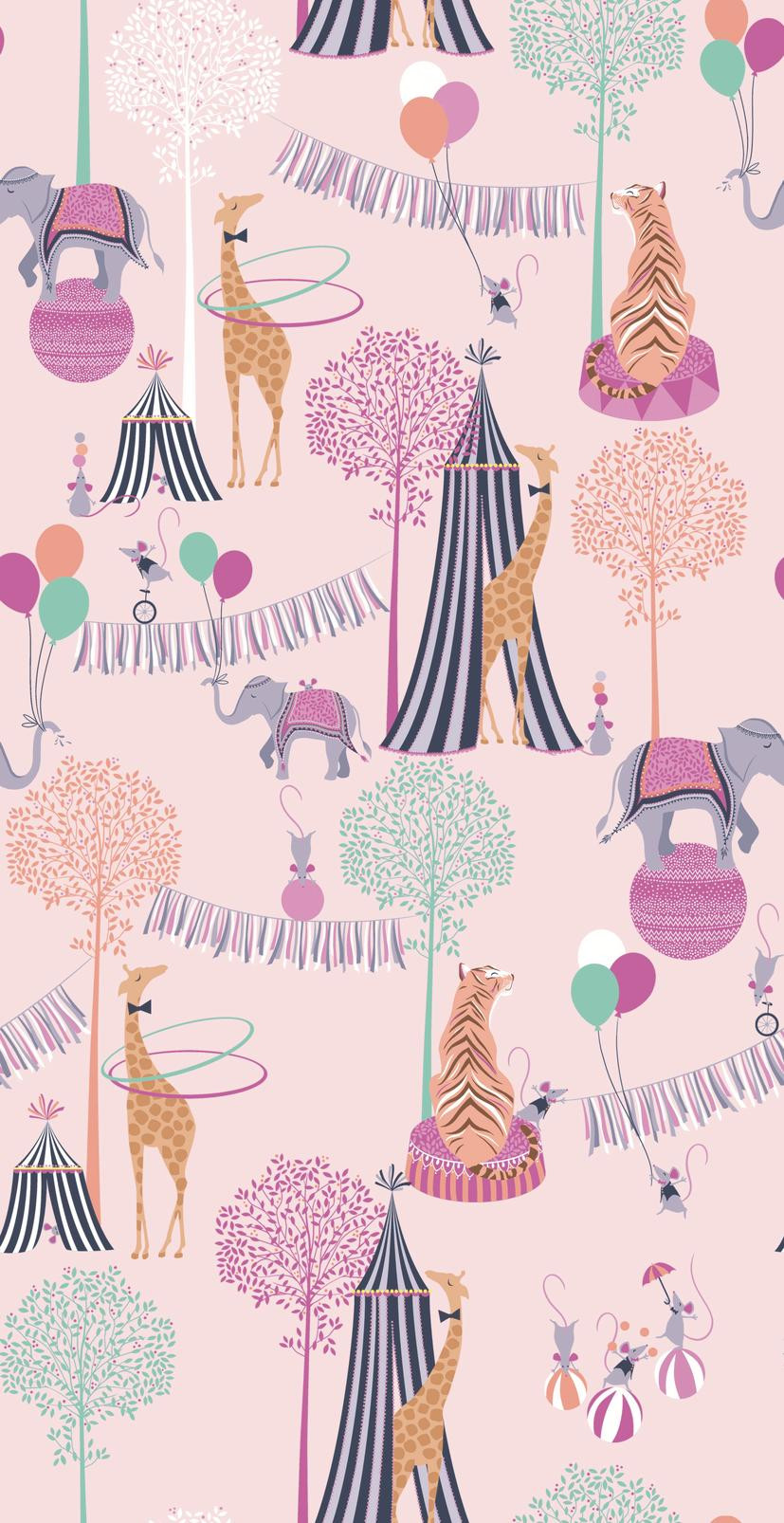 Sara Miller ピンクヘロンウォールアート Circus Pink Curtains by Sara Miller