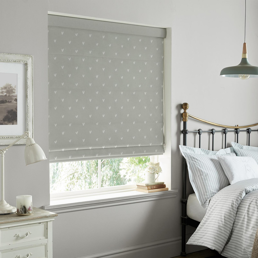 Hearts Grey Roman Blinds
