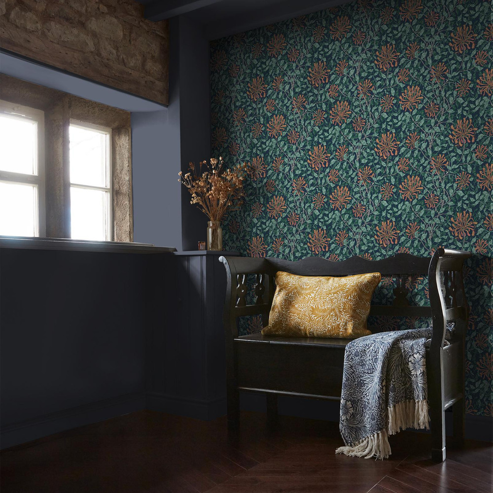 Honeysuckle Tidewater Blue Wallpaper