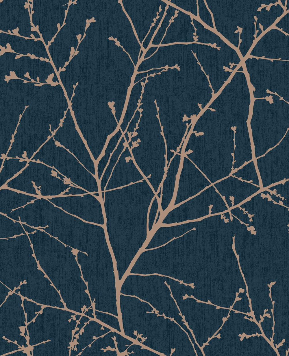 Transform Branches Navy Peel and Stick Wallpaper