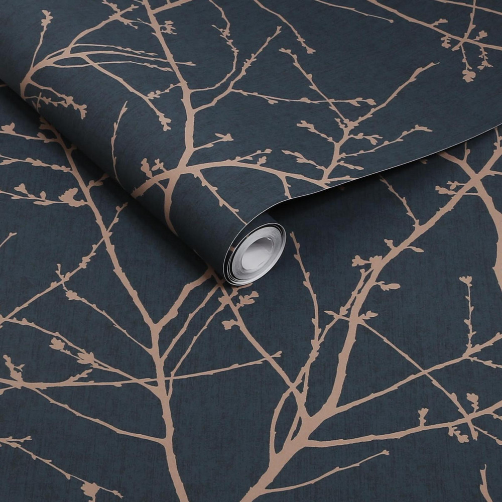 Transform Branches Navy Peel and Stick Wallpaper
