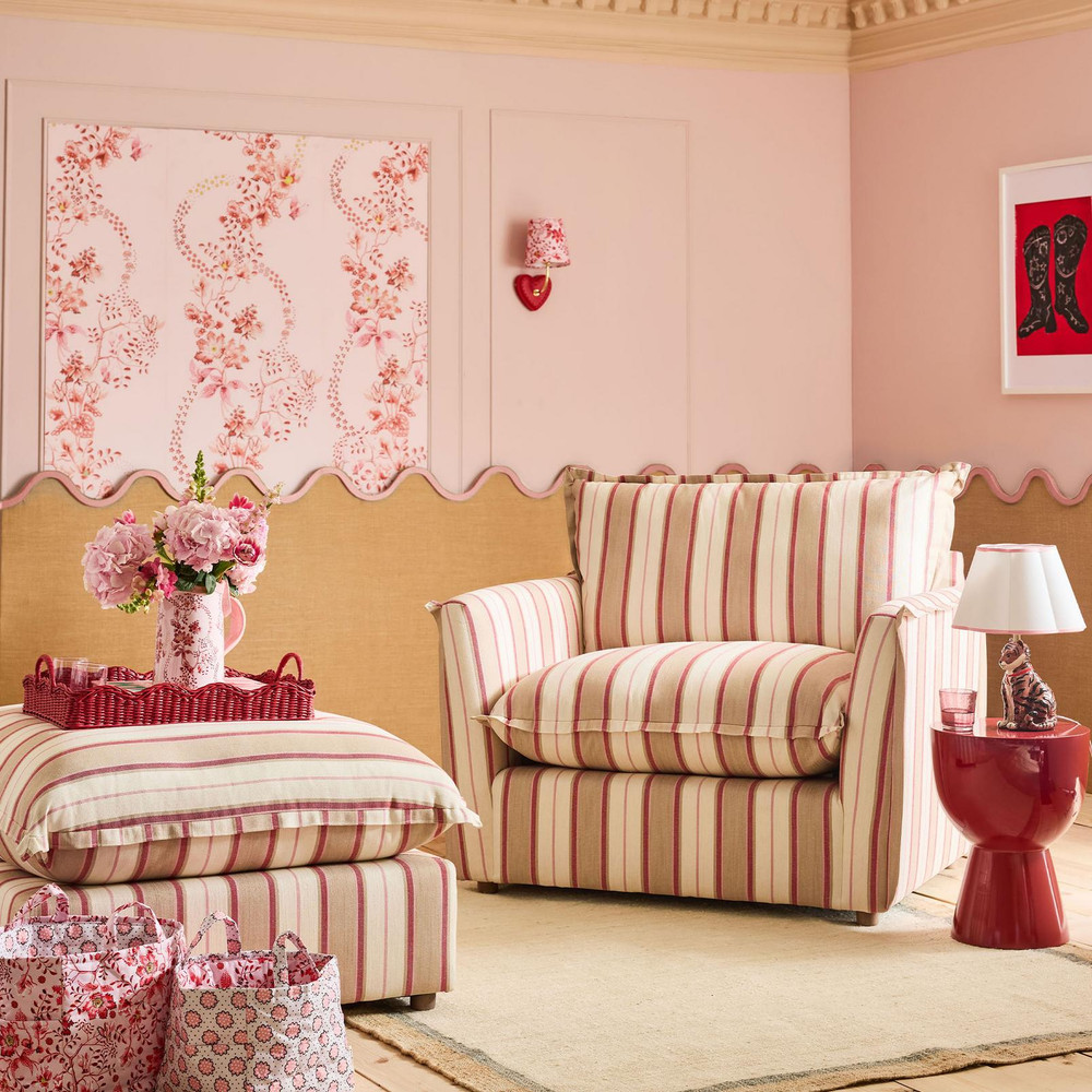 Cath Kidston Road Floral Pink & Red Wallpaper
