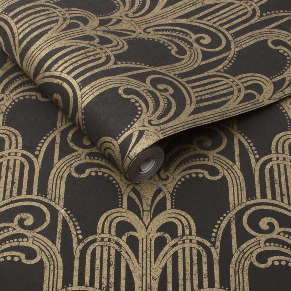 Art Deco Black and Gold Wallpaper