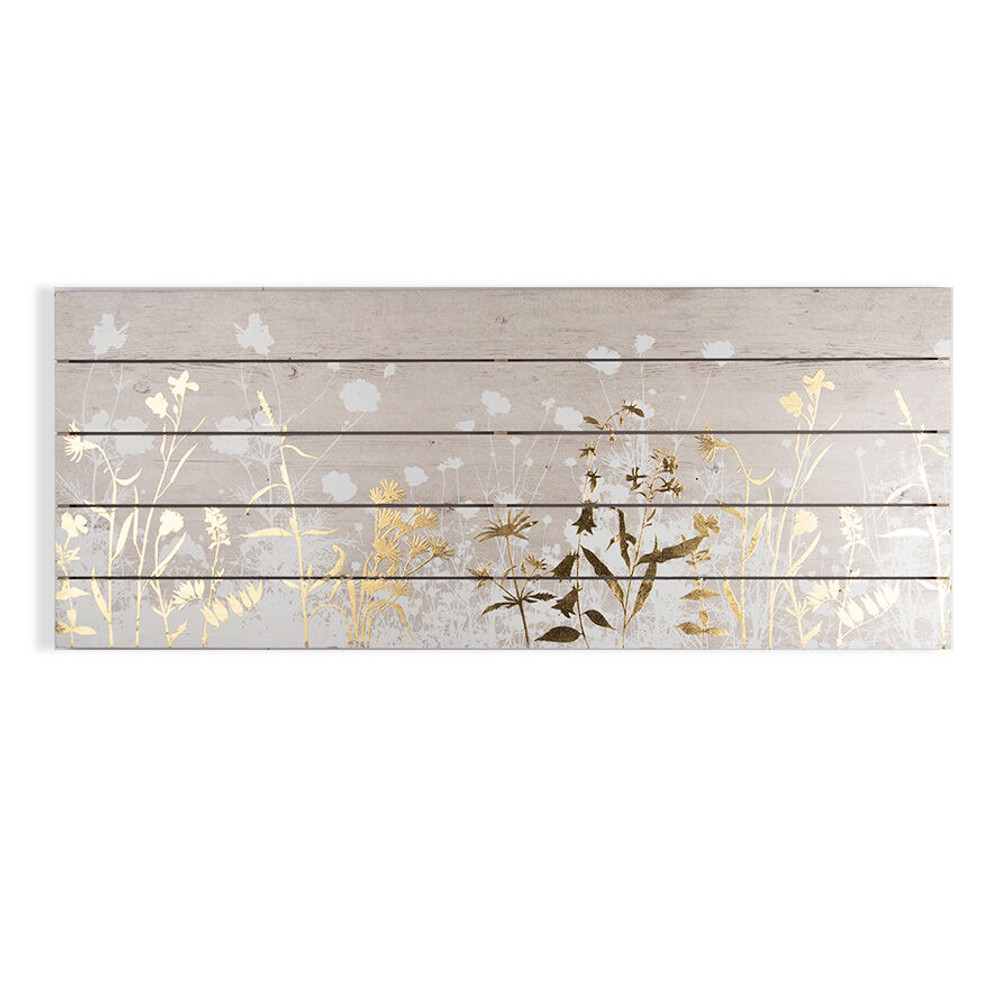 Metallic Meadow Print On Wood Wall Art