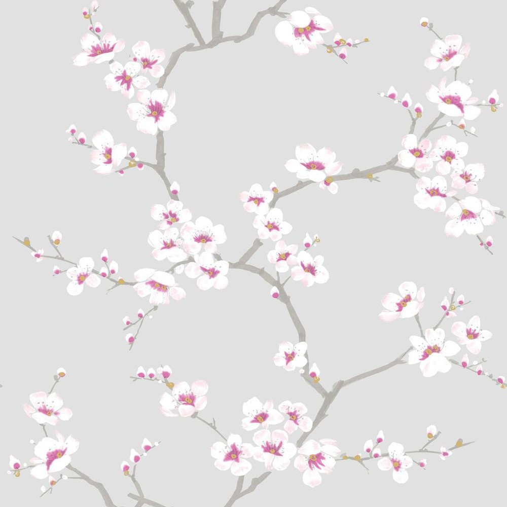 Apple Blossom Tree Grey Wallpaper