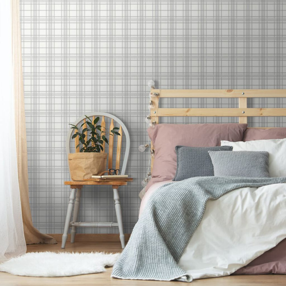 country tartan silver wallpaper