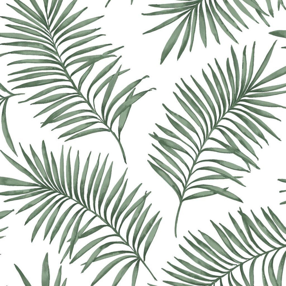 Scandi Leaf White & Green Forest Wallpaper