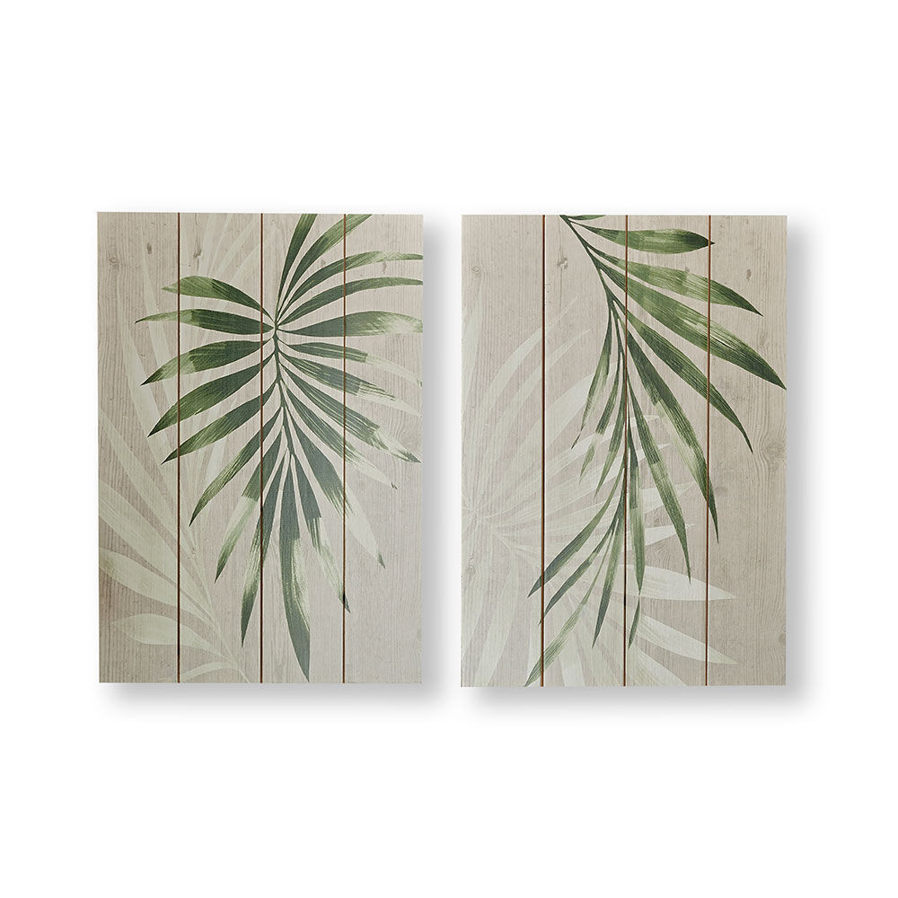 Peaceful Palm Leaves Wood Wall Art
