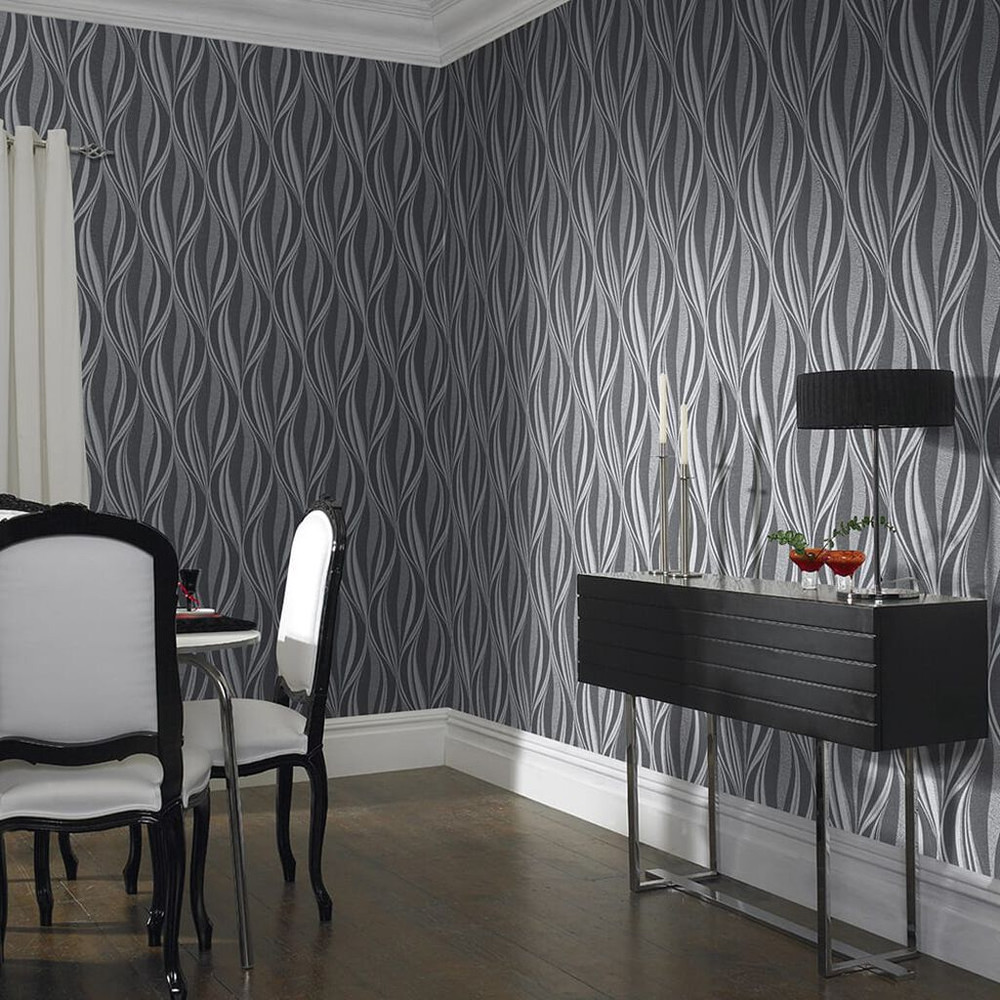 tango charcoal and silver wallpaper