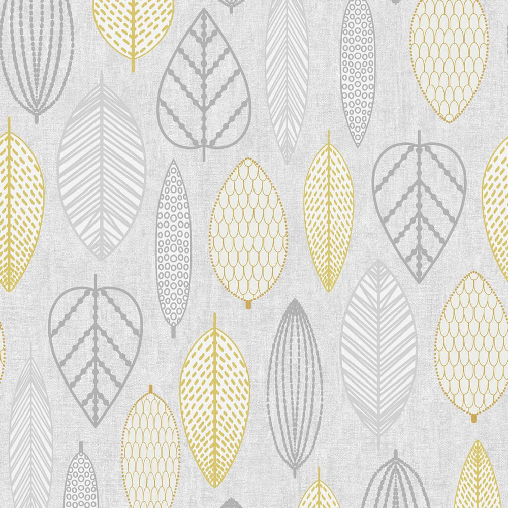 Scandi Leaf Yellow Wallpaper