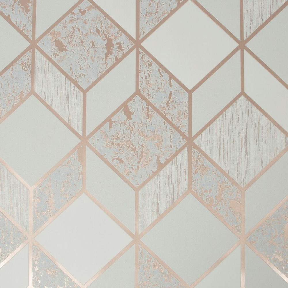 Vittorio Gray & Rose Gold Geometric Wallpaper