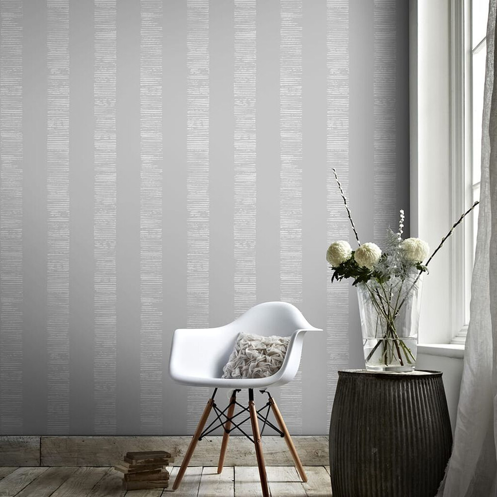 mara stripe silver wallpaper