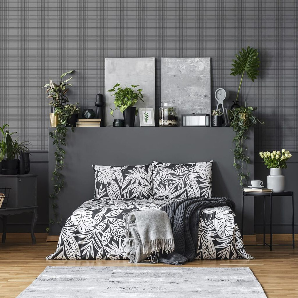 country tartan charcoal wallpaper