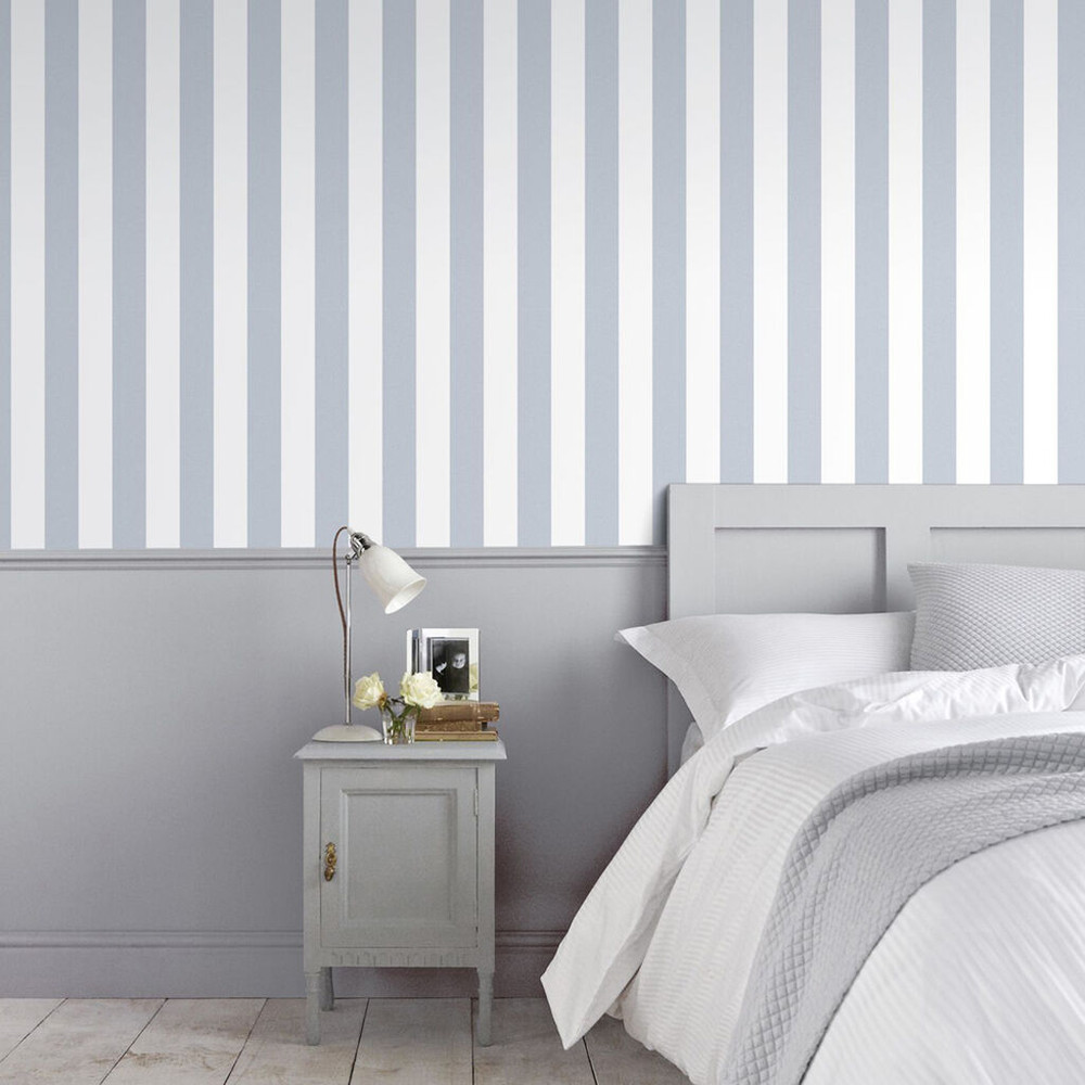 Helen Glitter Stripe Lilac & White Wallpaper