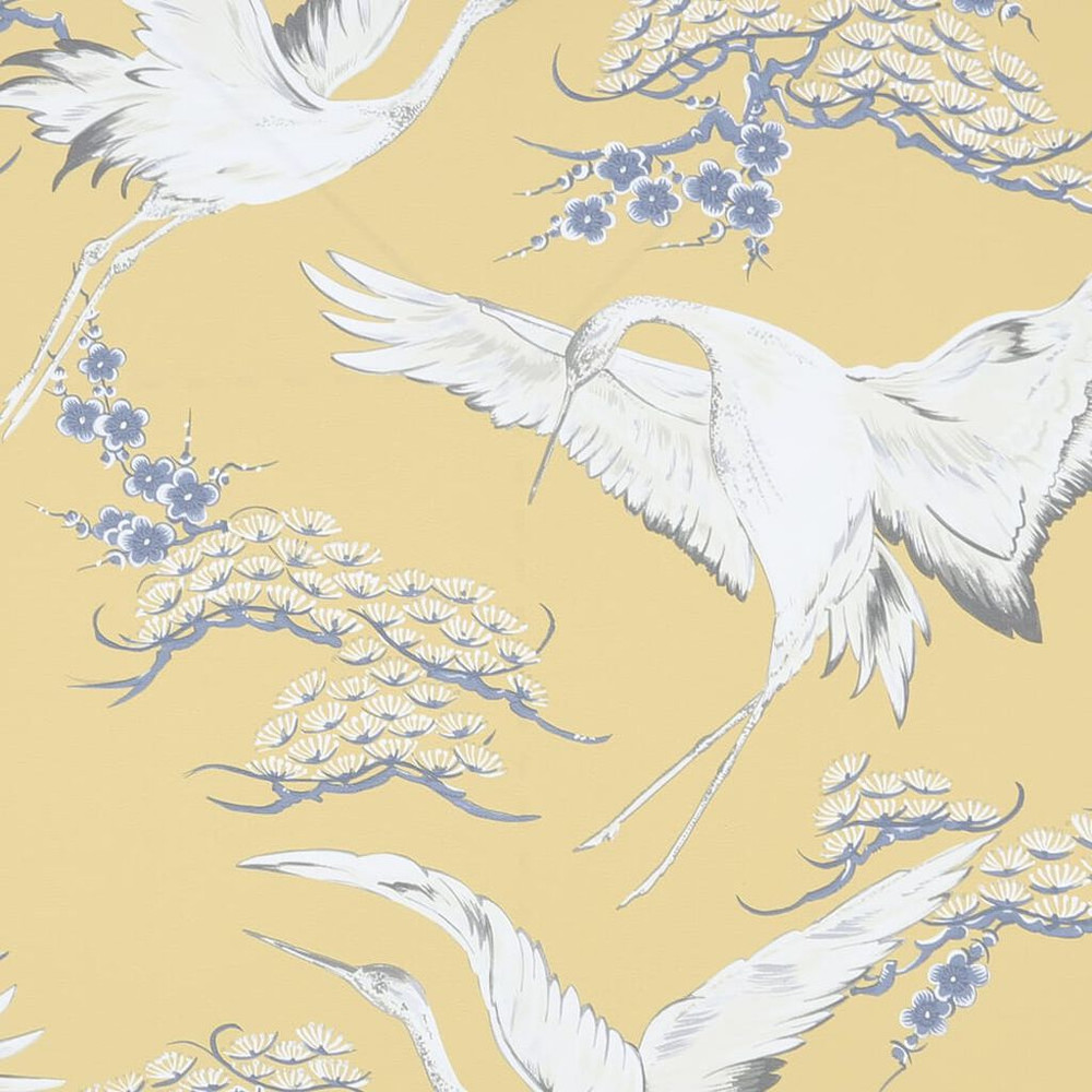 cranes ochre wallpaper