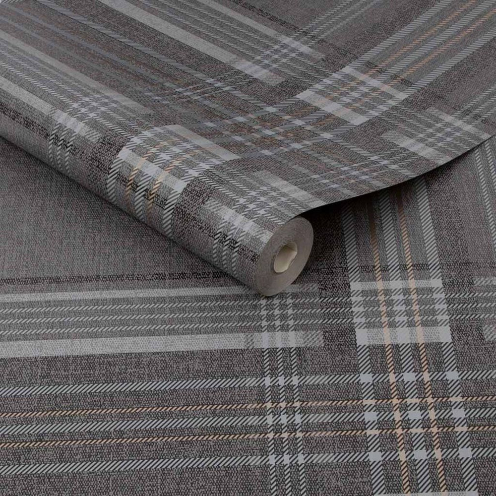 Rhea Plaid Charcoal Wallpaper