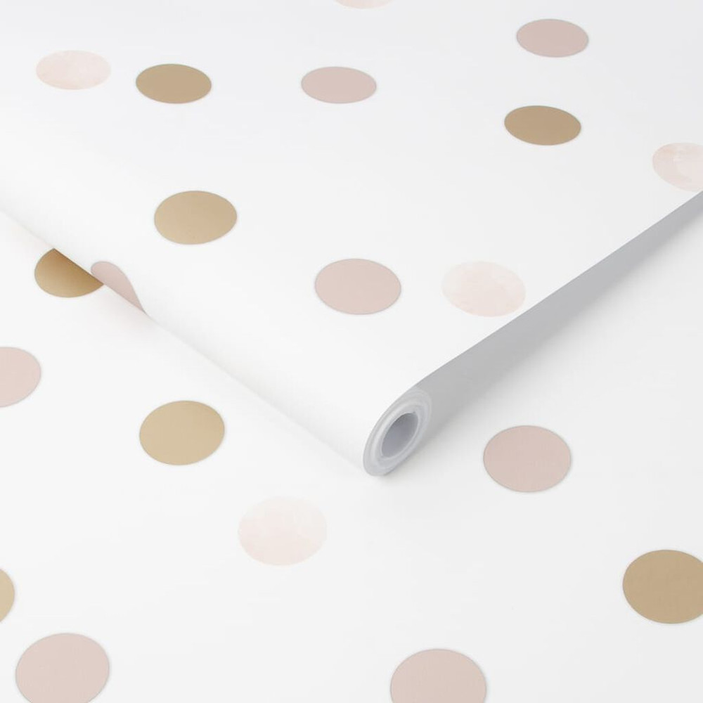 Dotty Polka Pink & Gold Wallpaper