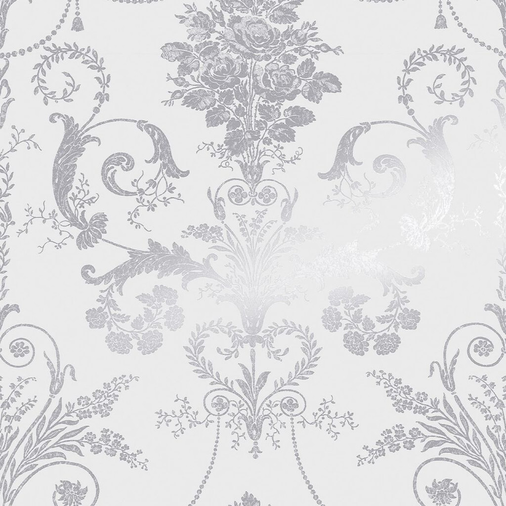 laura ashley josette metallic silver wallpaper