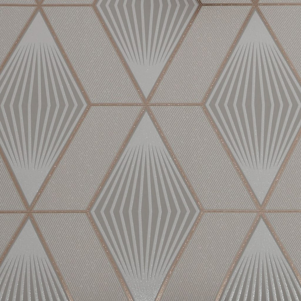 Glitter Diamond Geo Taupe Rose Gold Wallpaper