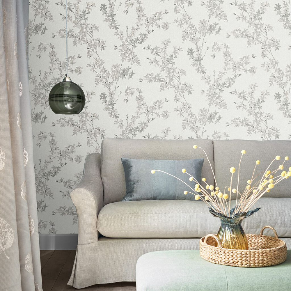 laura ashley forsythia steel wallpaper