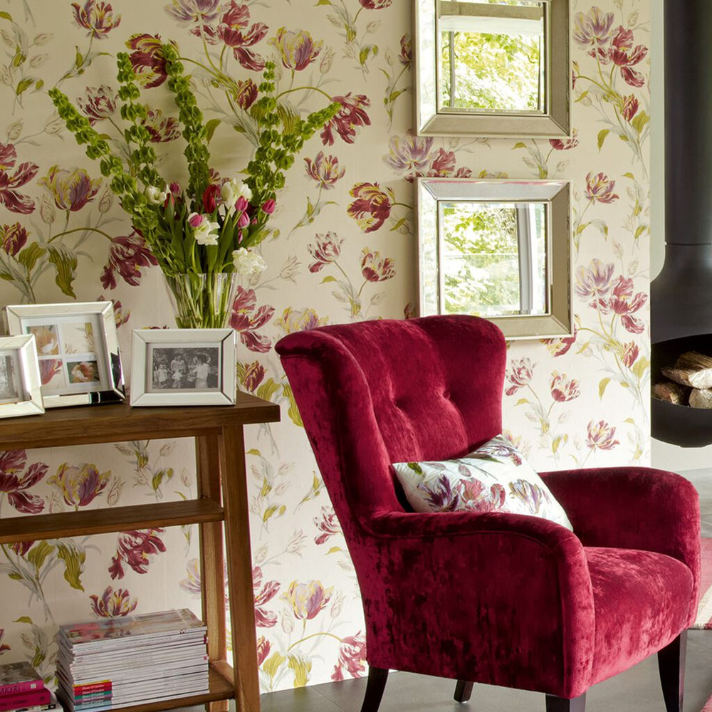 Laura Ashley Gosford Cranberry Wallpaper