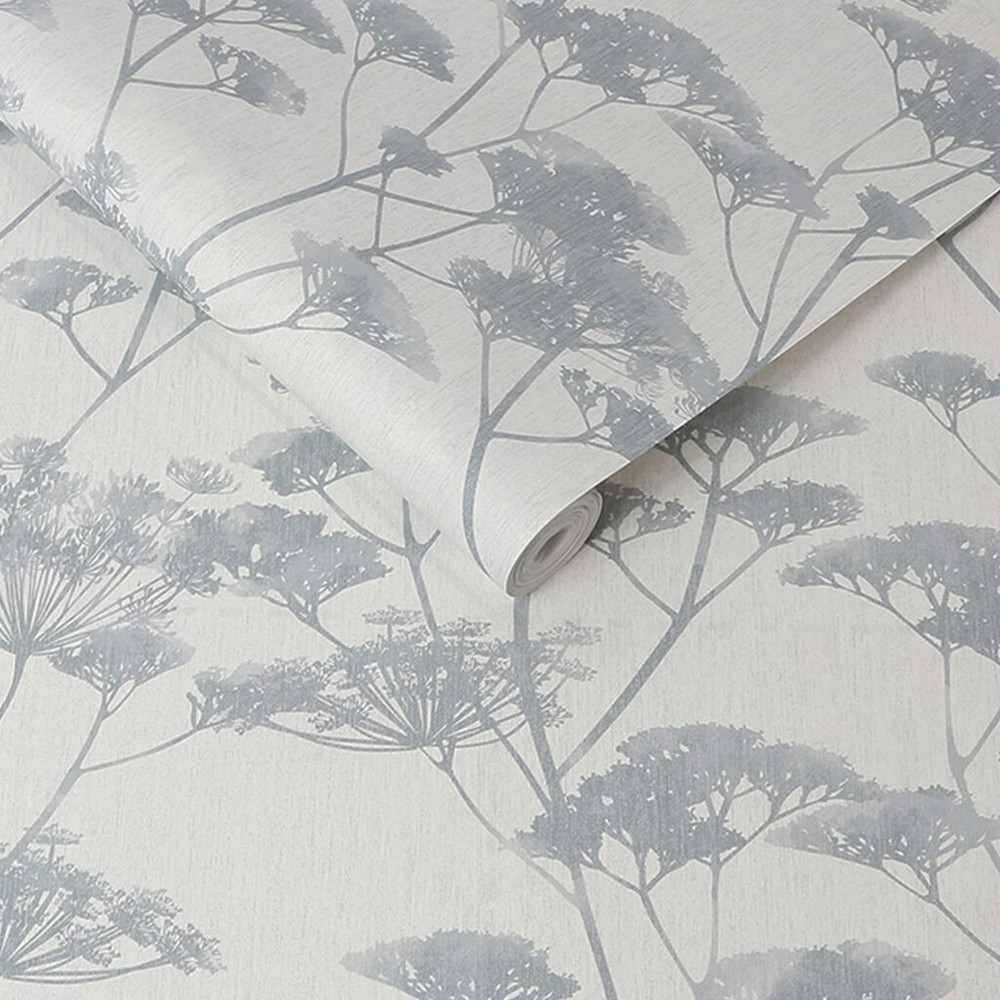 Meadow Silhouette Blue Grey Wallpaper