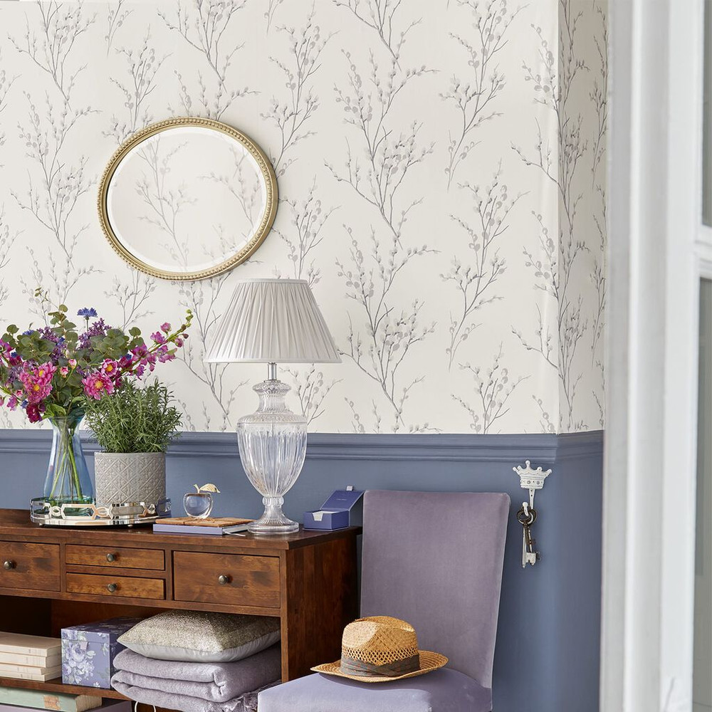 Laura Ashley Pussy Willow Steel Wallpaper