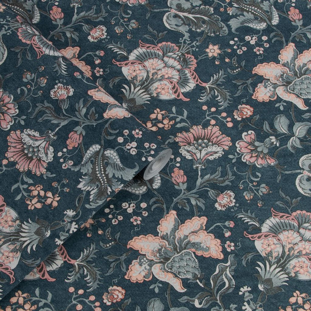 Laura Ashley Portia Dark Seaspray Wallpaper