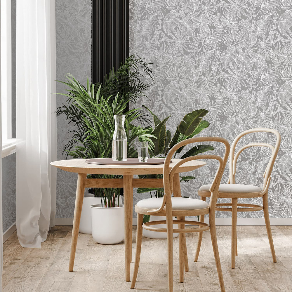 Tropic Archive Grey Wallpaper