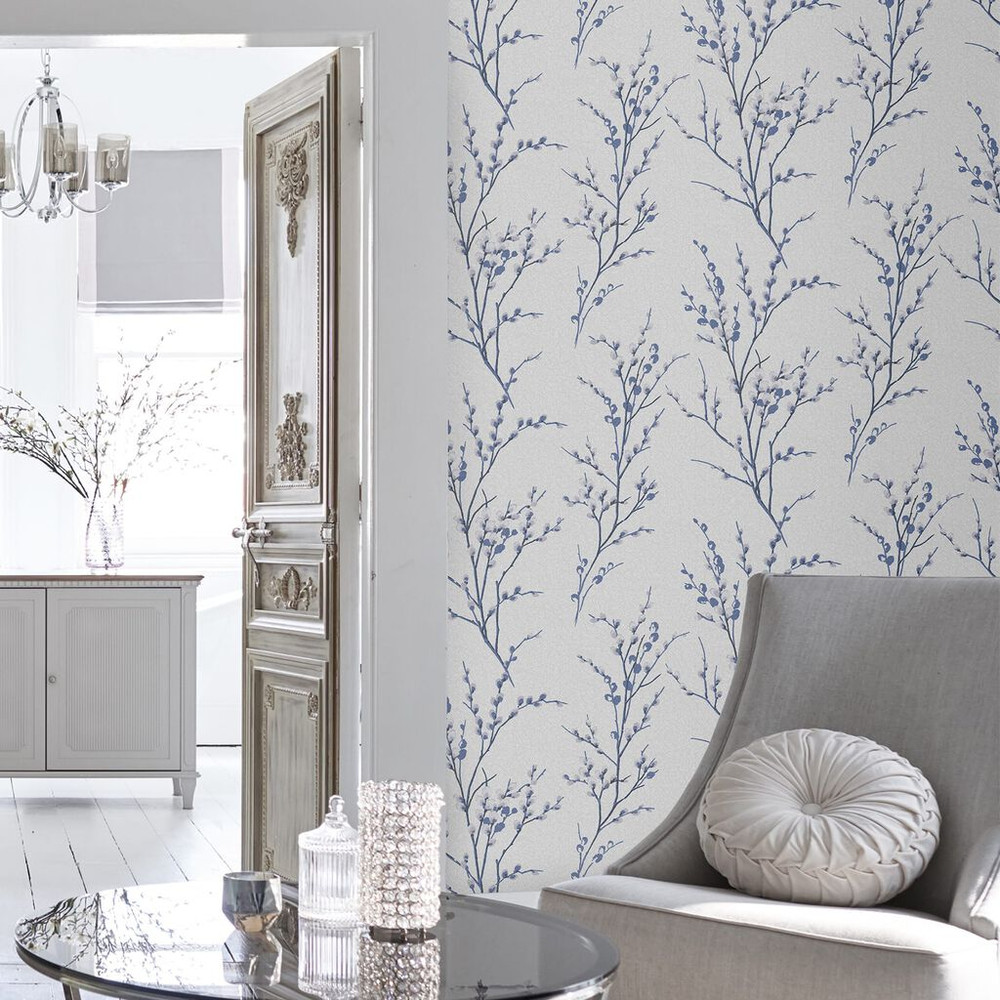 Laura Ashley Pussy Willow Midnight Wallpaper