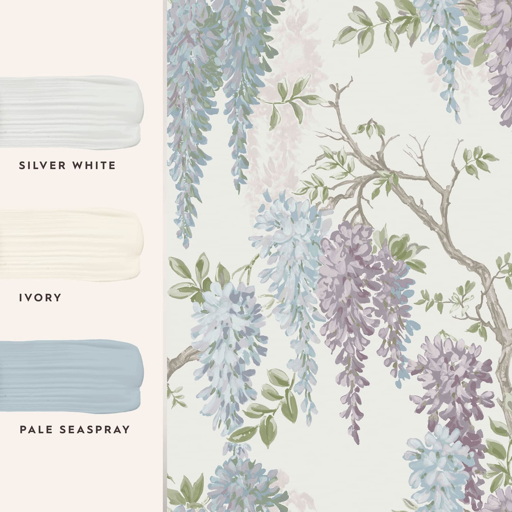 Laura Ashley Wisteria Garden Pale Iris Wallpaper