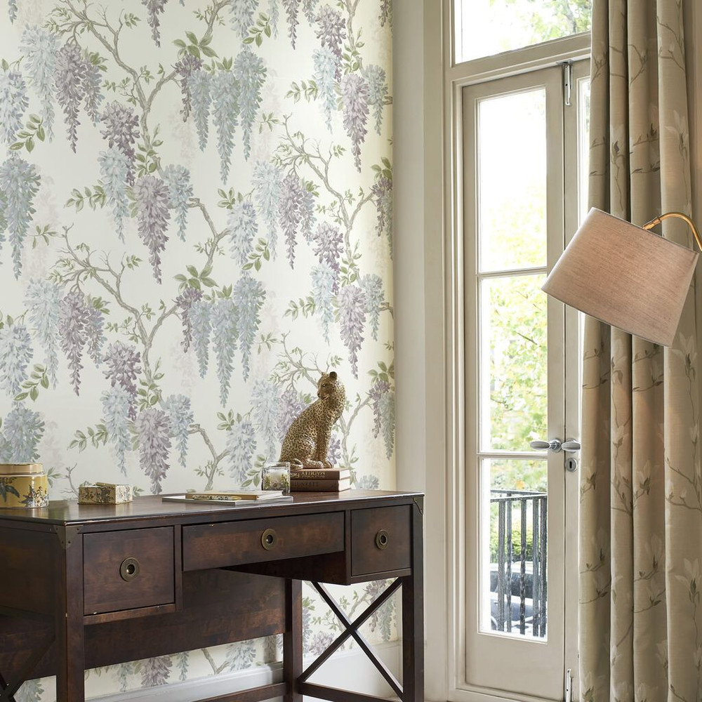 Laura Ashley Wisteria Garden Pale Iris Wallpaper