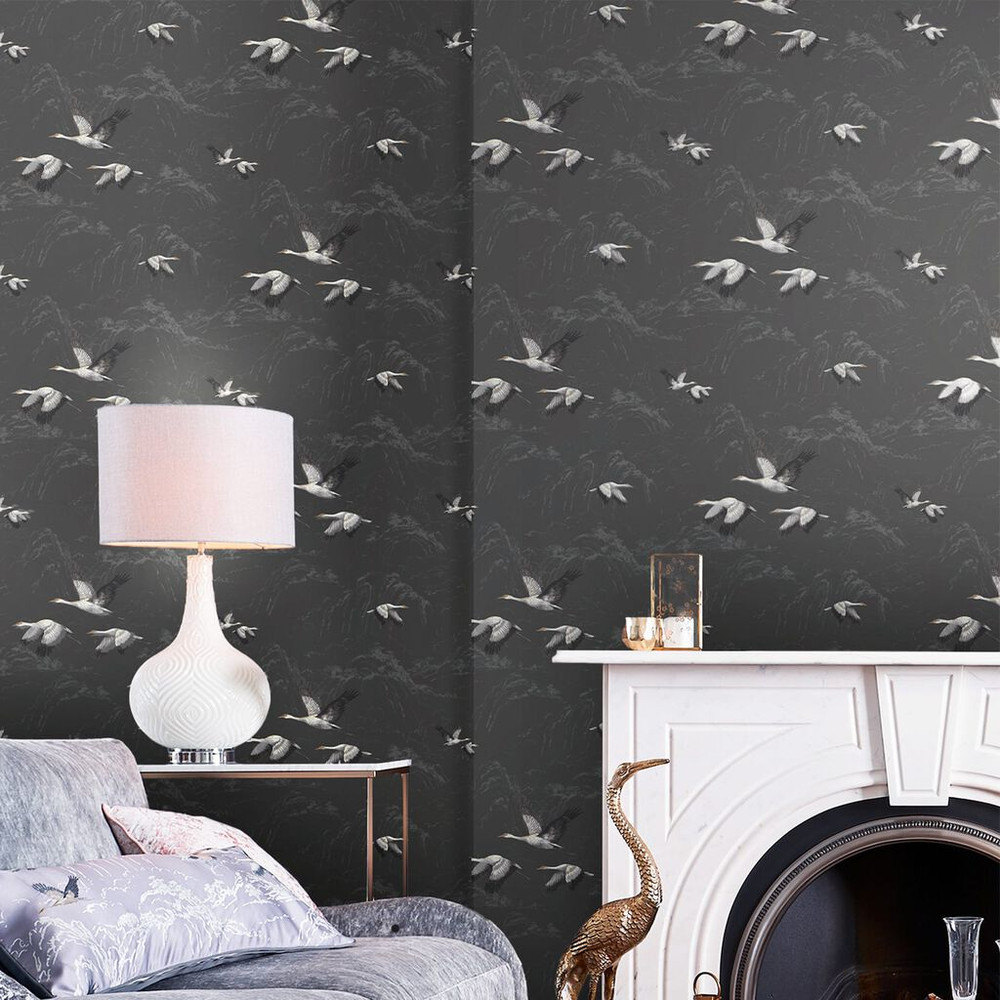 Laura Ashley Animalia Dark Steel Wallpaper